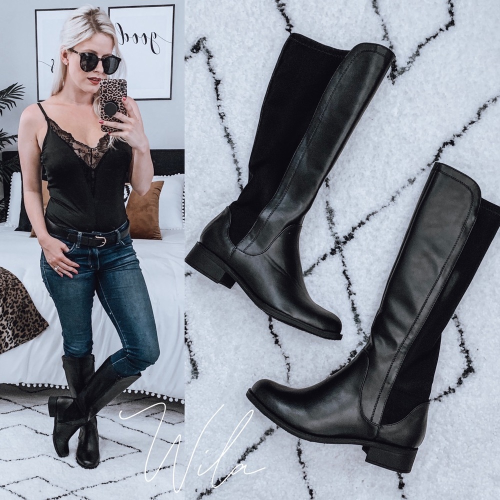 LAST FEW🔥 leather knee high riding boots black